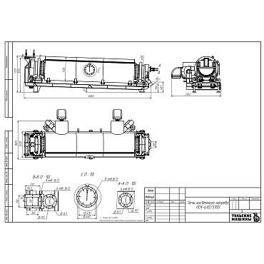 Габаритный чертеж Печь косвенного нагрева ПСК-630-5100