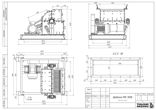 Габаритный чертеж Молотковая дробилка МПС-950Б