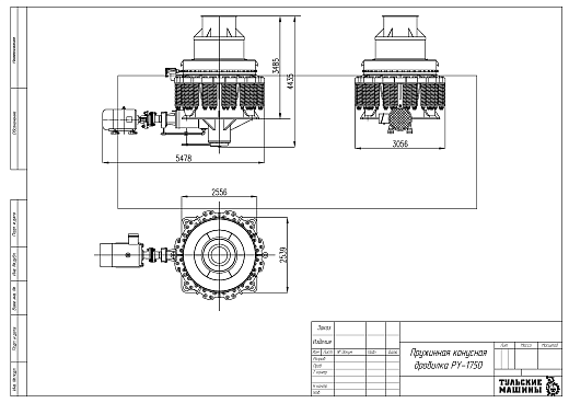 Габаритный чертеж Пружинная конусная дробилка PY-1750 F